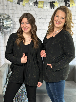 Black All Over Glitz Cardigan (Small - 3X)