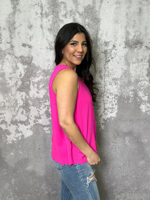 Summer Scalloped Tank  - Pink