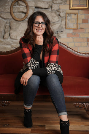 DOORCRASHER - Buffalo Plaid and Leopard Colorblock Cardigan Bundle Gift Set (Small - 3X) - FINAL SALE