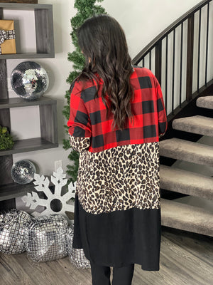 DOORCRASHER - Buffalo Plaid and Leopard Colorblock Cardigan Bundle Gift Set (Small - 3X) - FINAL SALE