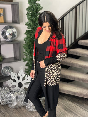 DOORCRASHER - Buffalo Plaid and Leopard Colorblock Cardigan Bundle Gift Set (Small - 3X) - FINAL SALE